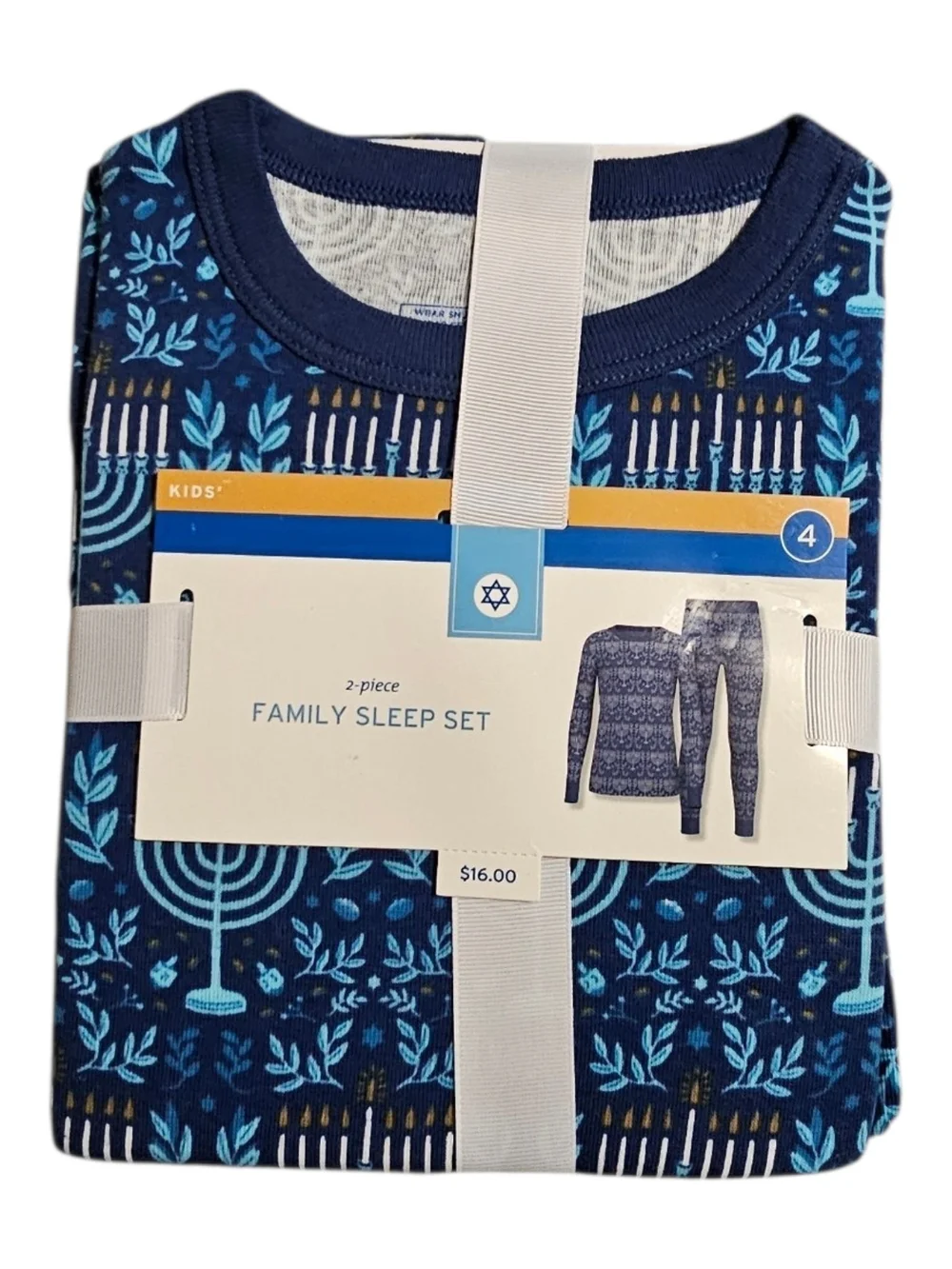 Holiday Editions Navy Blue Hanukkah Menorah Kids Pajama Set